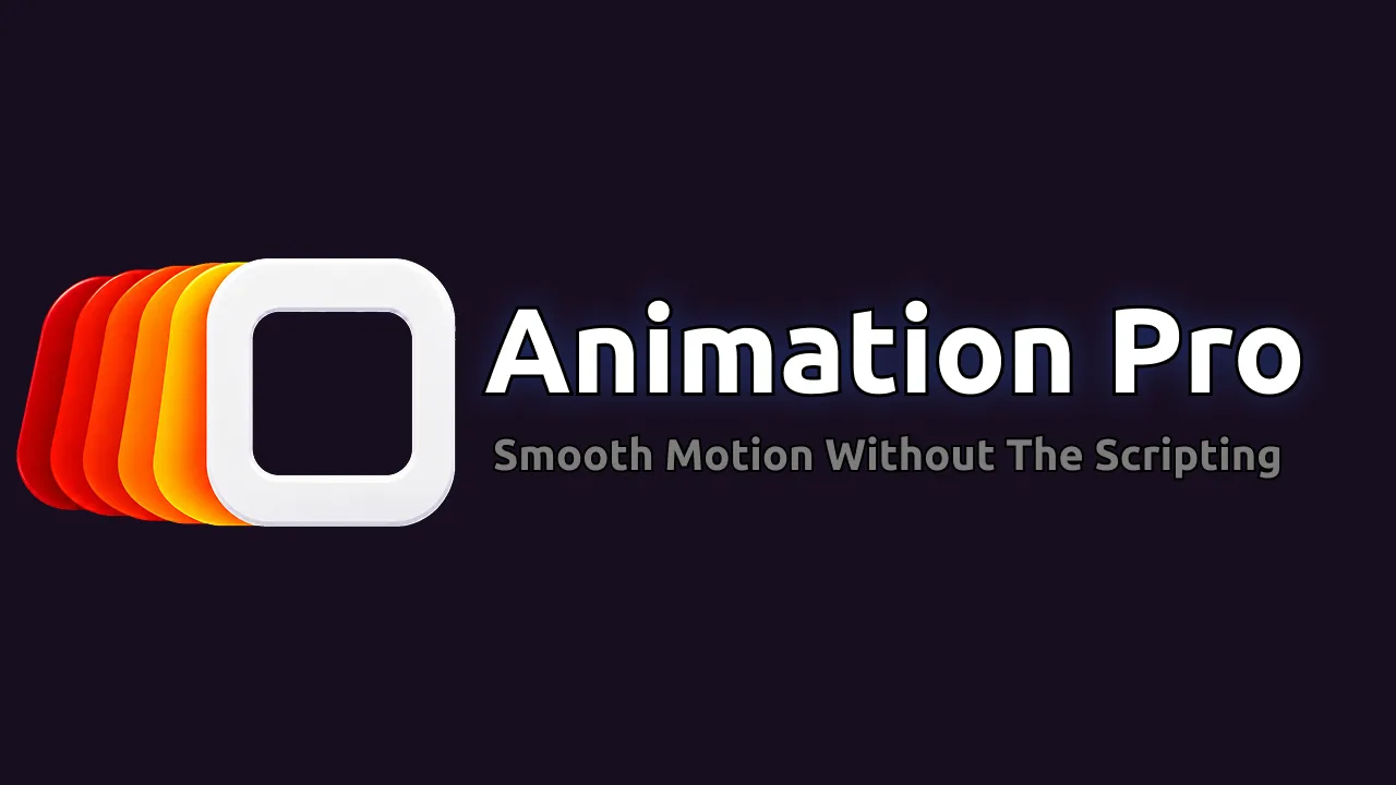 Animation Pro interface showing UI Type, animation selection, Play Selected, Save, Clear and Options controls with animated UI cards