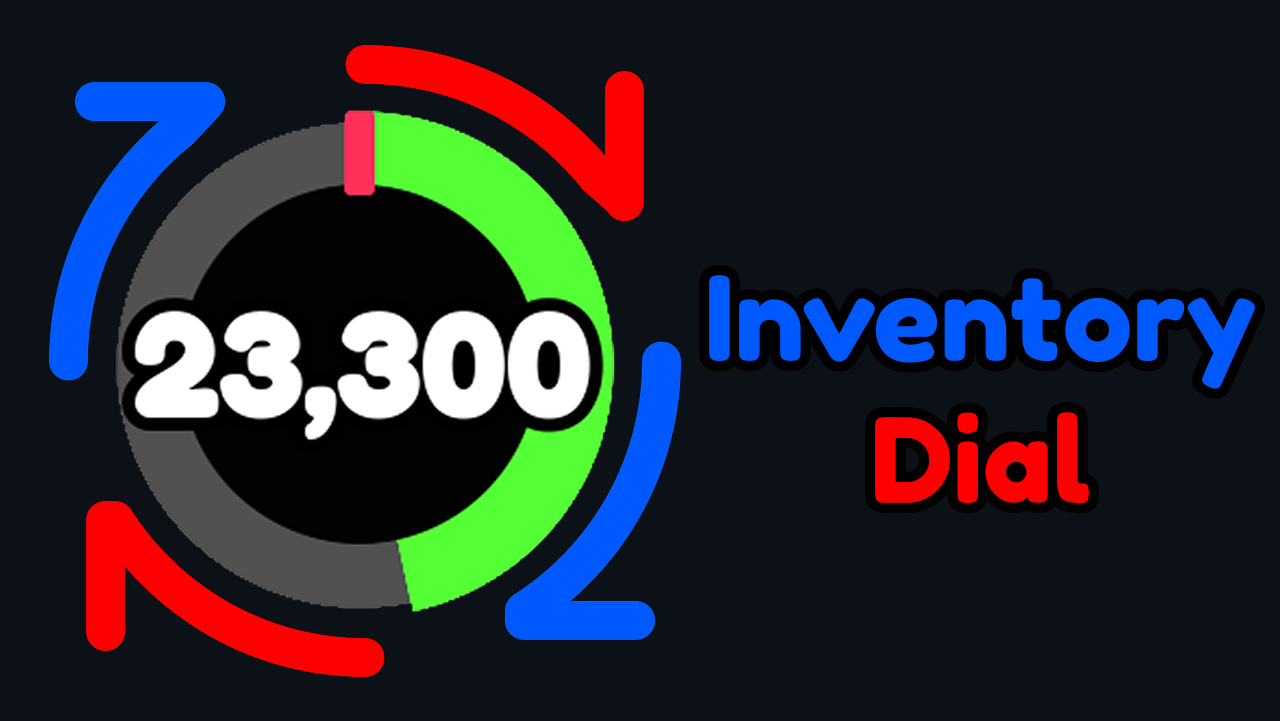 Inventory Dial preview showing a circular Roblox inventory amount selector set to 23,300