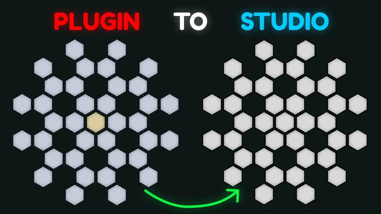 Skill Tree Designer converting a Roblox plugin honeycomb layout into a Roblox Studio skill tree